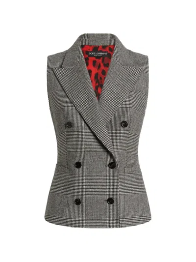 Dolce & Gabbana Vest In Glen Plaid Flannel In Multi