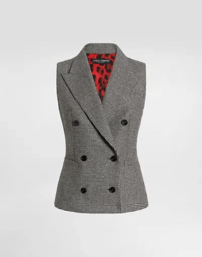 Dolce & Gabbana Vest In Glen Plaid Flannel In Multicolor