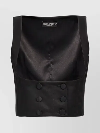 Dolce & Gabbana Double-breasted Duchesse Silk-satin Vest In Black