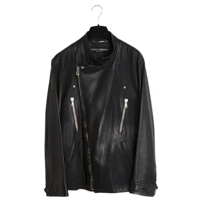 Pre-owned Dolce & Gabbana Dolce Gabbana Veste Blouson Perfecto T52 Soft Black Leather Biker Jack Uk42 Us42