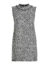 Dolce & Gabbana Short Raschel Tweed Sack Dress In Grey