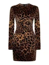 Dolce & Gabbana Short Chenille Jacquard Dress In Brown