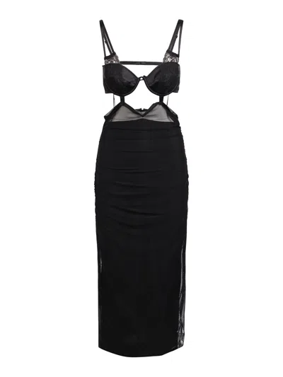 Dolce & Gabbana Semi Transparent Long Dress In Black