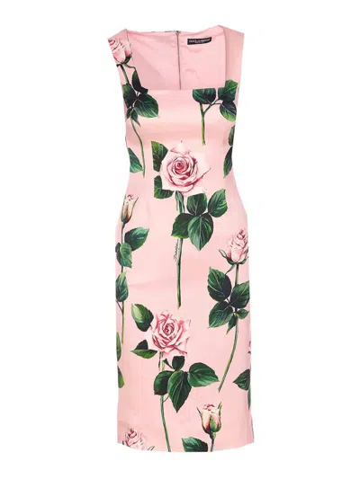 Dolce & Gabbana Vestido Largo In Color Carne Y Neutral