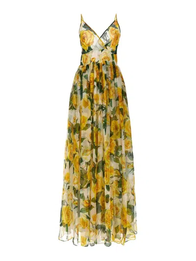 Dolce & Gabbana Rose Gialle Dress In Yellow