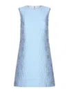 Dolce & Gabbana Short Floral Quilted Jacquard A-line Dress In Light Blue