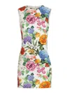 Dolce & Gabbana Floral-print Cotton-blend Jacquard Mini Dress In White