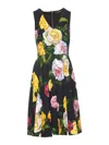 Dolce & Gabbana Peony And Rose-print Cady Midi Dress With Circle Skirt In Multicolour