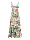 Dolce & Gabbana Multicolor Long Dress With All-over Floral Print In Cotton Woman In Multicolour