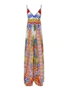 Dolce & Gabbana V-neck Carretto Print Chiffon Maxi Dress In Multicolour