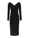 Dolce & Gabbana Draped V-neckline Midi Length Dress In Black