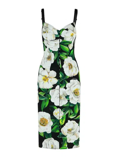 DOLCE & GABBANA GARDENIA DRESS IN BLACK POLYAMIDE BLEND