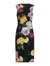 Dolce & Gabbana Longuette Dress With Floral Print Dresses Multicolor In Black
