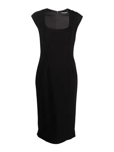 Dolce & Gabbana Stretch Viscose Sleeveless Dress In Black