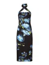 Dolce & Gabbana Neckholder-kleid Mit Blumen-print In Black