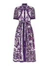Dolce & Gabbana Maiolica Print Cotton Shirtdress In Purple
