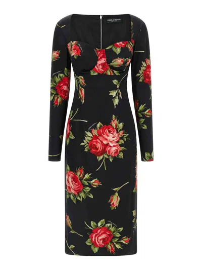 DOLCE & GABBANA BOUQUET ROSE DRESS