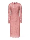 Dolce & Gabbana Women Branded Floral Cardonetto Lace Sheath Dress In Nude & Neutrals