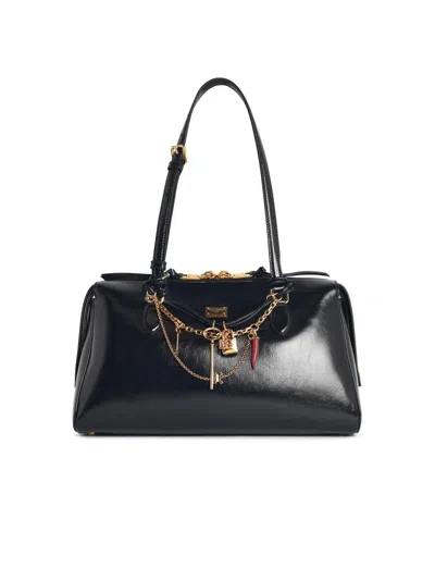 Dolce & Gabbana Black Vittoria Handbag In Brown