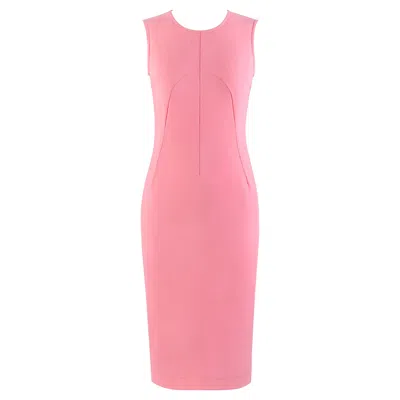 Pre-owned Dolce & Gabbana Vintage 1990's Bubblegum Pink Sleeveless Fitted Sheath Dress 38