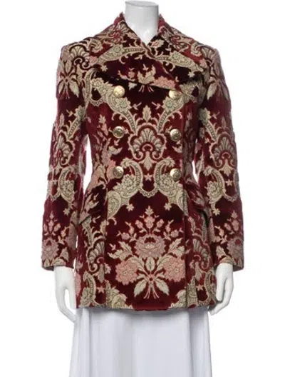 Pre-owned Dolce & Gabbana Vintage 1990's Coat In Burgundy/gold
