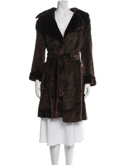 Pre-owned Dolce & Gabbana Vintage 1990's Faux Fur Coat In Brown