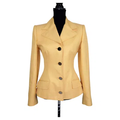 Pre-owned Dolce & Gabbana Vintage 1990s Yellow Cotton And Silk Blazer