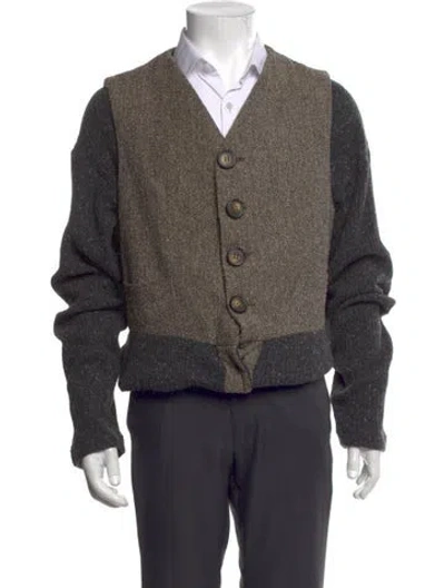 Pre-owned Dolce & Gabbana Vintage 1994 Cardigan In Brown/grey