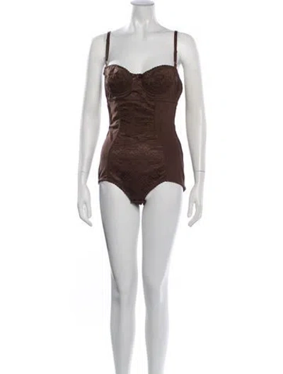 Pre-owned Dolce & Gabbana Vintage 1997 Bodysuit W/ Tags In Brown
