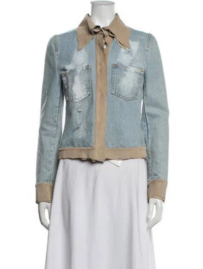 Pre-owned Dolce & Gabbana Vintage 1999 Denim Jacket In Blue/neutrals