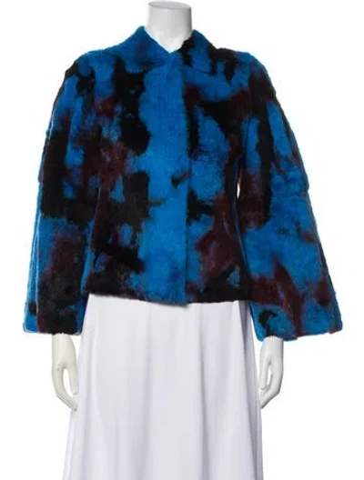 Pre-owned Dolce & Gabbana Vintage 1999 Fur Jacket In Blue