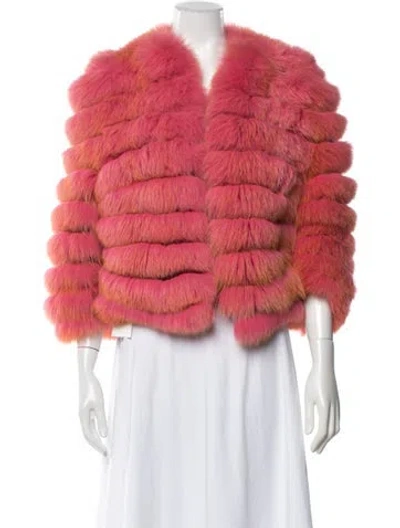 Pre-owned Dolce & Gabbana Vintage 1999 Fur Jacket In Orange/pink