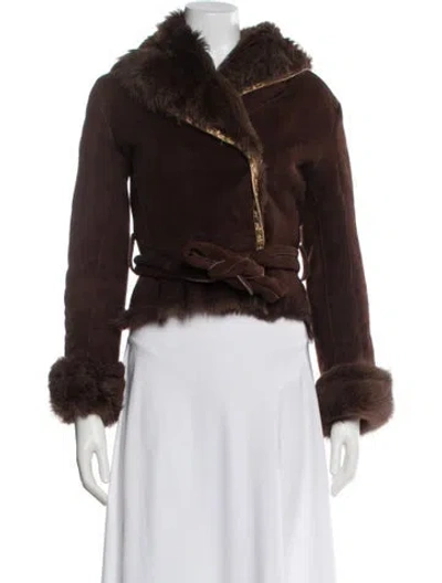 Pre-owned Dolce & Gabbana Vintage 2000's Biker Jacket In Brown