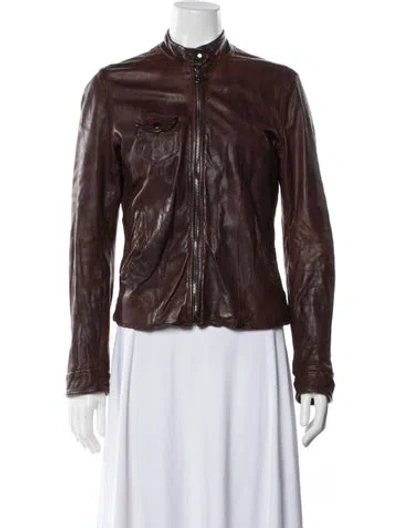 Pre-owned Dolce & Gabbana Vintage 2000's Biker Jacket In Brown