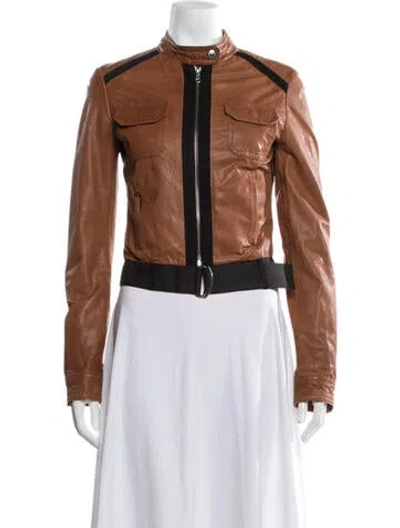 Pre-owned Dolce & Gabbana Vintage 2000's Biker Jacket In Brown