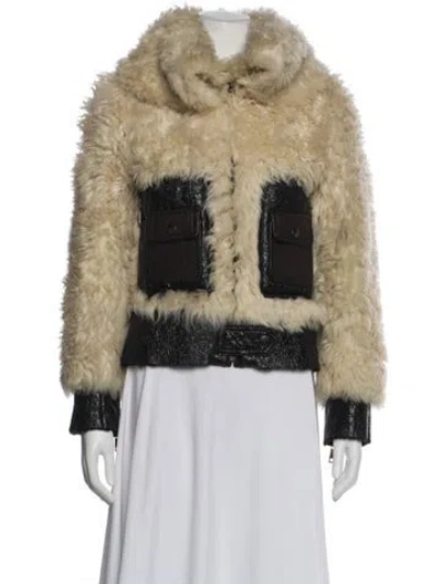 Pre-owned Dolce & Gabbana Vintage 2000's Faux Fur Jacket In Brown