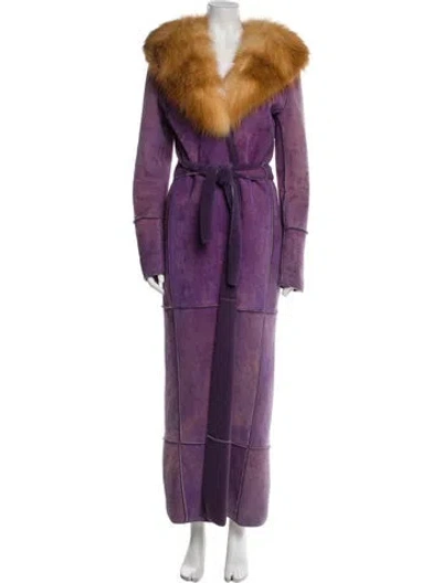 Pre-owned Dolce & Gabbana Vintage 2000 Fur Coat In Purple