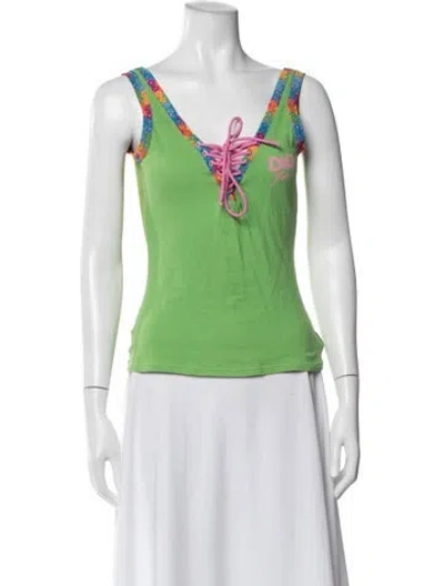 Pre-owned Dolce & Gabbana Vintage 2000's Top In Green