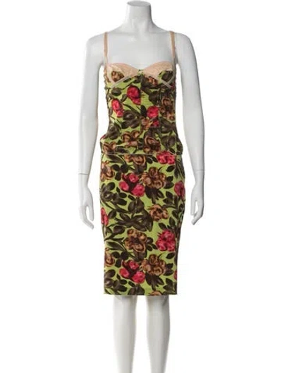 Pre-owned Dolce & Gabbana Vintage 2004 Skirt Set In Green