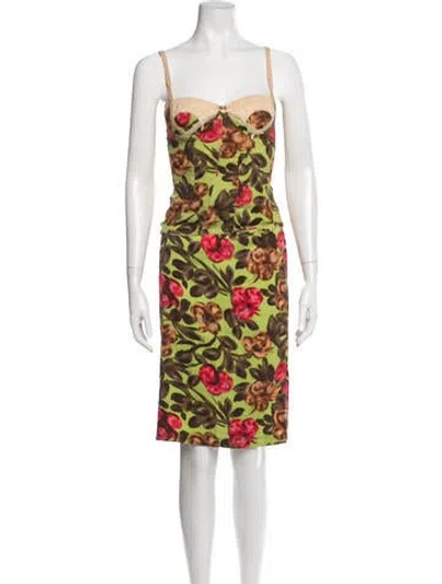 Pre-owned Dolce & Gabbana Vintage 2004 Skirt Set In Green
