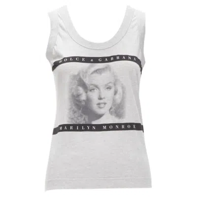 Pre-owned Dolce & Gabbana Dolce Gabbana Vintage Cinematic Actress Y2k Print Grey Tank Top It38 Xs In Gray