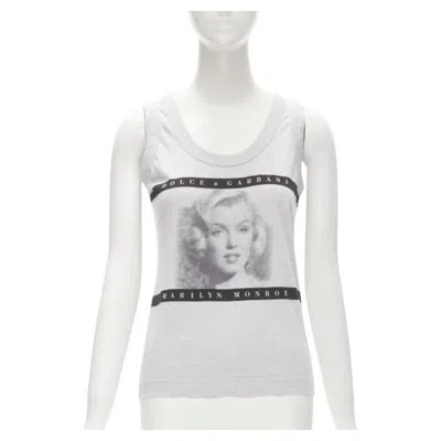 Pre-owned Dolce & Gabbana Dolce Gabbana Vintage Cinematic Actress Y2k Print Grey Tank Top It38 Xs In Gray