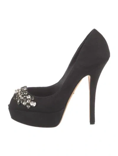 Pre-owned Dolce & Gabbana Vintage Crystal Embellishments Pumps In Black