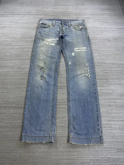 Pre-owned Dolce & Gabbana Vintage  14 Classic Distressed Denim Jeans In Blue