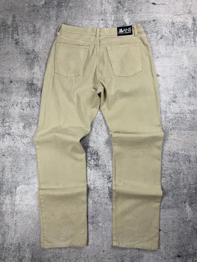Pre-owned Dolce & Gabbana Vintage  Big Hype Logo Y2k Wide Pants In Sand