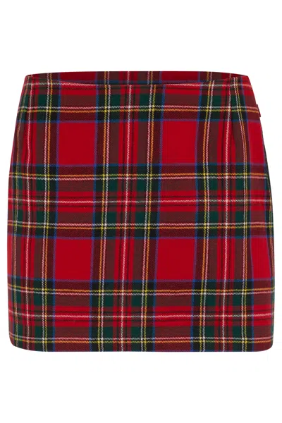 Pre-owned Dolce & Gabbana Vintage  F/w 1999 Tartan Mini Denim Skirt In Brown