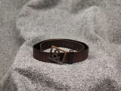 Pre-owned Dolce & Gabbana Vintage  Logo Brown Leather Men's Belt
