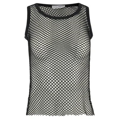 Pre-owned Dolce & Gabbana Vintage  S/s 1997 Mesh Vest Top In Black