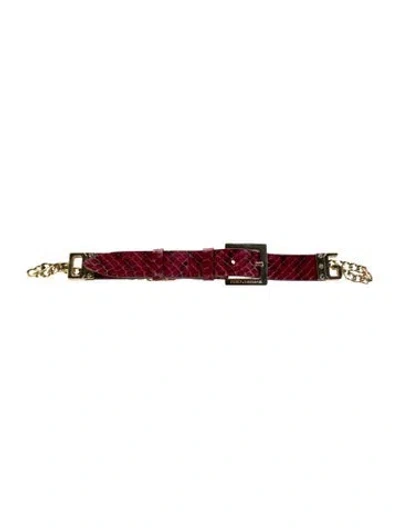 Pre-owned Dolce & Gabbana Vintage Embossed Leather Belt In Pink