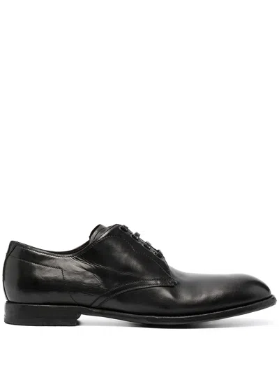 Dolce & Gabbana Vintage-finish Calfskin Derby Shoes In Black